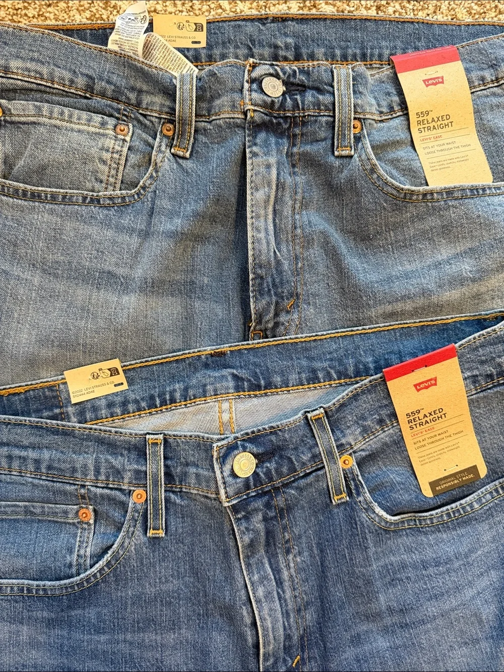 Levi's Men's Relaxed Straight Jeans in Medium & Dark Wash - 34x30 - Bundle of 2
